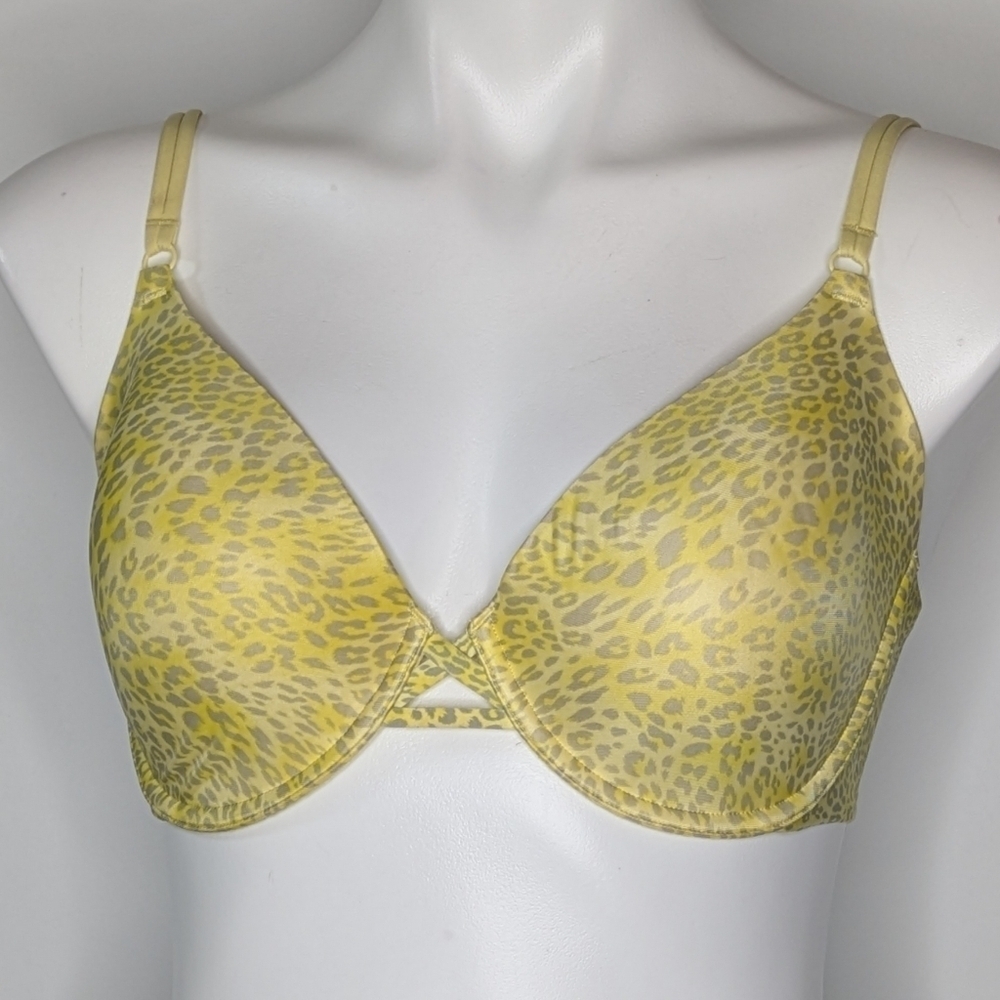 Victoria's Secret Yellow Leopard Cheetah Perfect Coverage Bra 34DD 34E